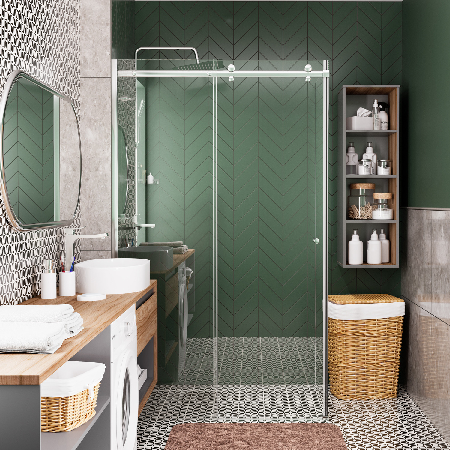 Душевой уголок хром 100х90х200см WasserKRAFT  Vils 56R22