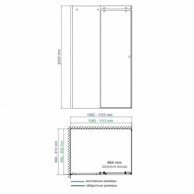 Душевой уголок хром 110х90х200см WasserKRAFT Vils 56R15
