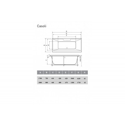Акриловая ванна белая 180x80см Vayer Casoli Гл000006808