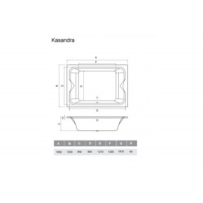 Акриловая ванна белая 195x135см Vayer Kasandra Гл000025030
