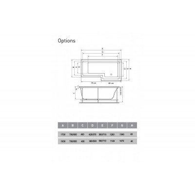 Акриловая ванна белая правая 165x85см Vayer Options Гл000023295