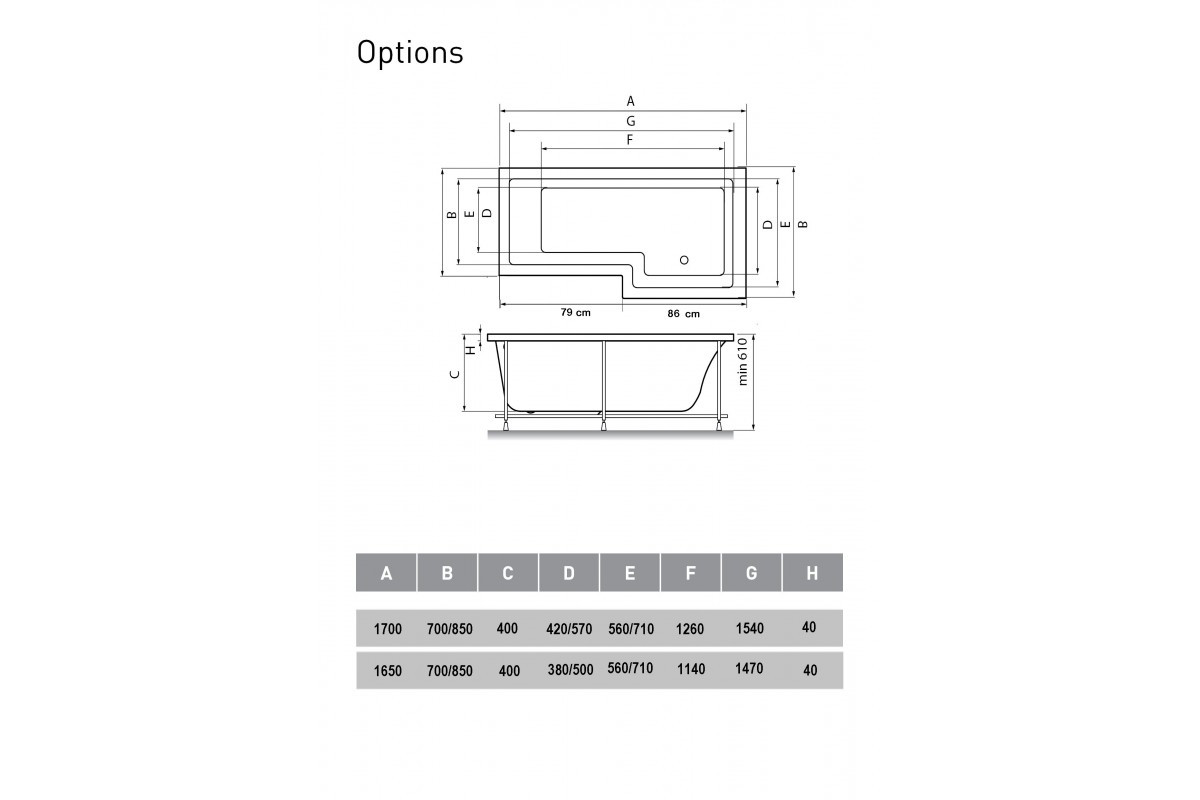 Акриловая ванна белая правая 165x85см Vayer Options Гл000023295