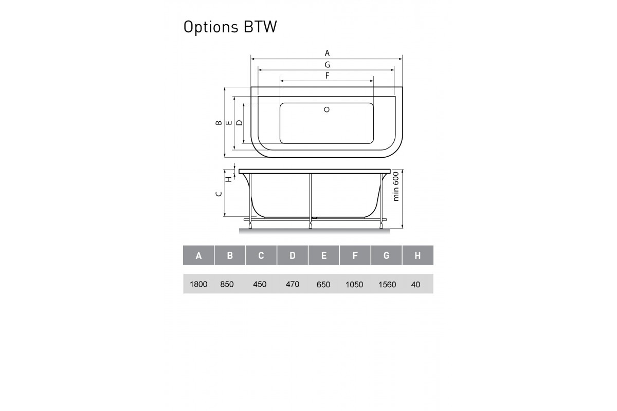 Акриловая ванна белая 180x85см Vayer Options Гл000006810