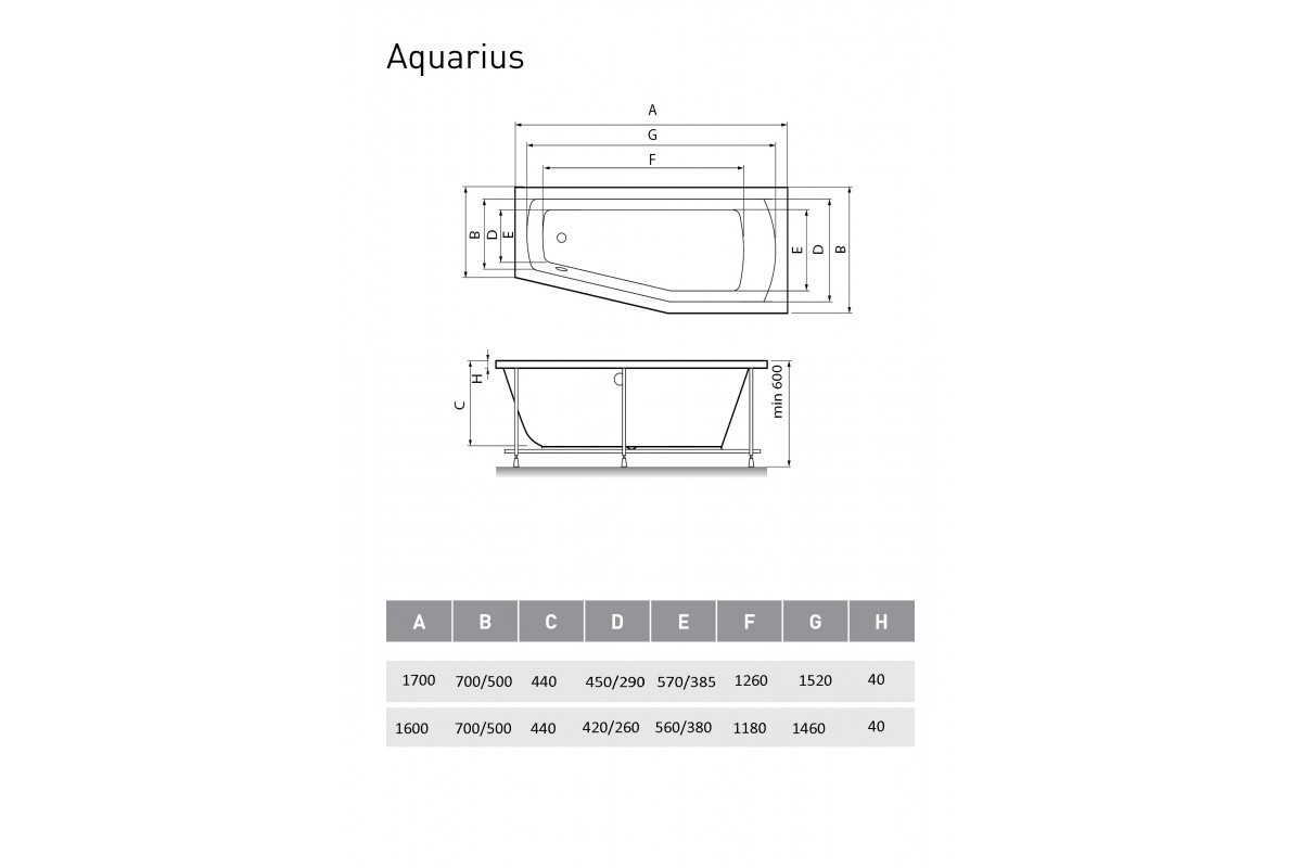 Акриловая ванна белая левая 160x70см Relisan Aquarius Гл000013735