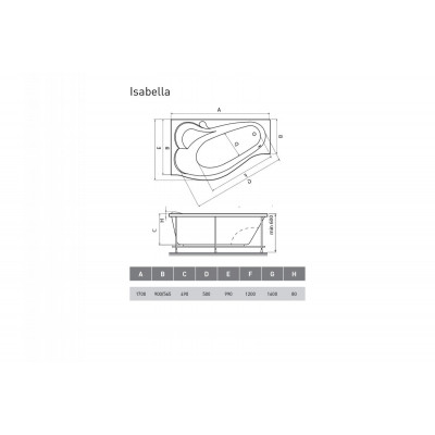 Акриловая ванна белая левая 170x90см Relisan Isabella Гл000010529