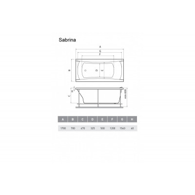 Акриловая ванна белая 170x70см Relisan Sabrina Гл000024804
