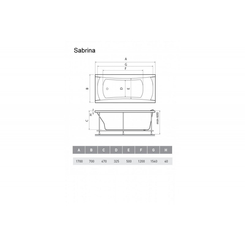 Акриловая ванна белая 170x70см Relisan Sabrina Гл000024804