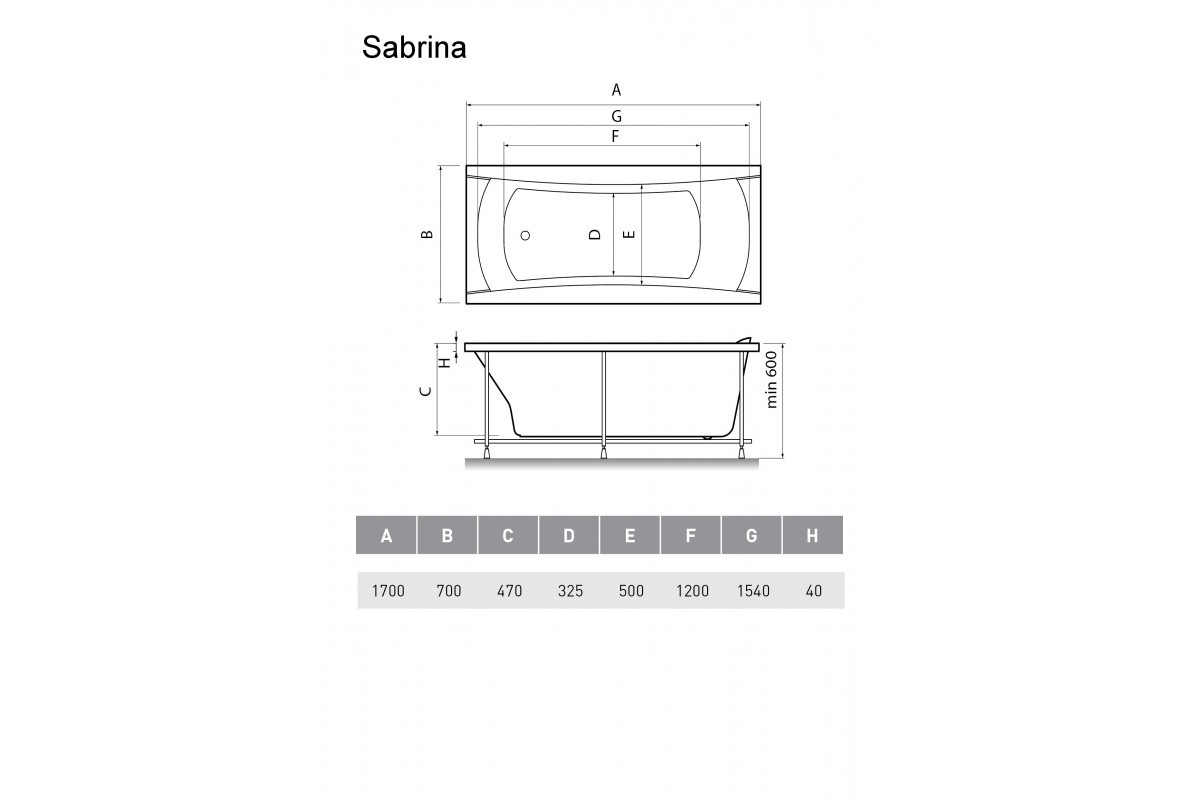 Акриловая ванна белая 170x70см Relisan Sabrina Гл000024804