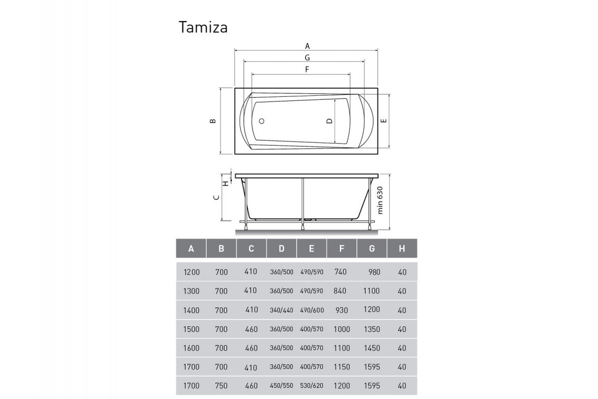 Акриловая ванна белая 160x70см Relisan Tamiza Гл000013922