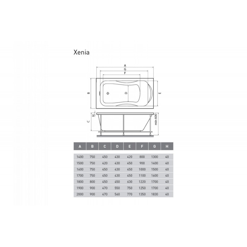 Акриловая ванна белая 150x75см Relisan Xenia Гл000001568
