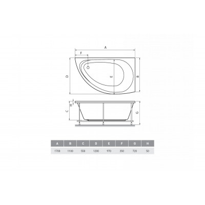 Акриловая ванна белая левая 170x120см Relisan Eco Plus Ибица Гл000023027