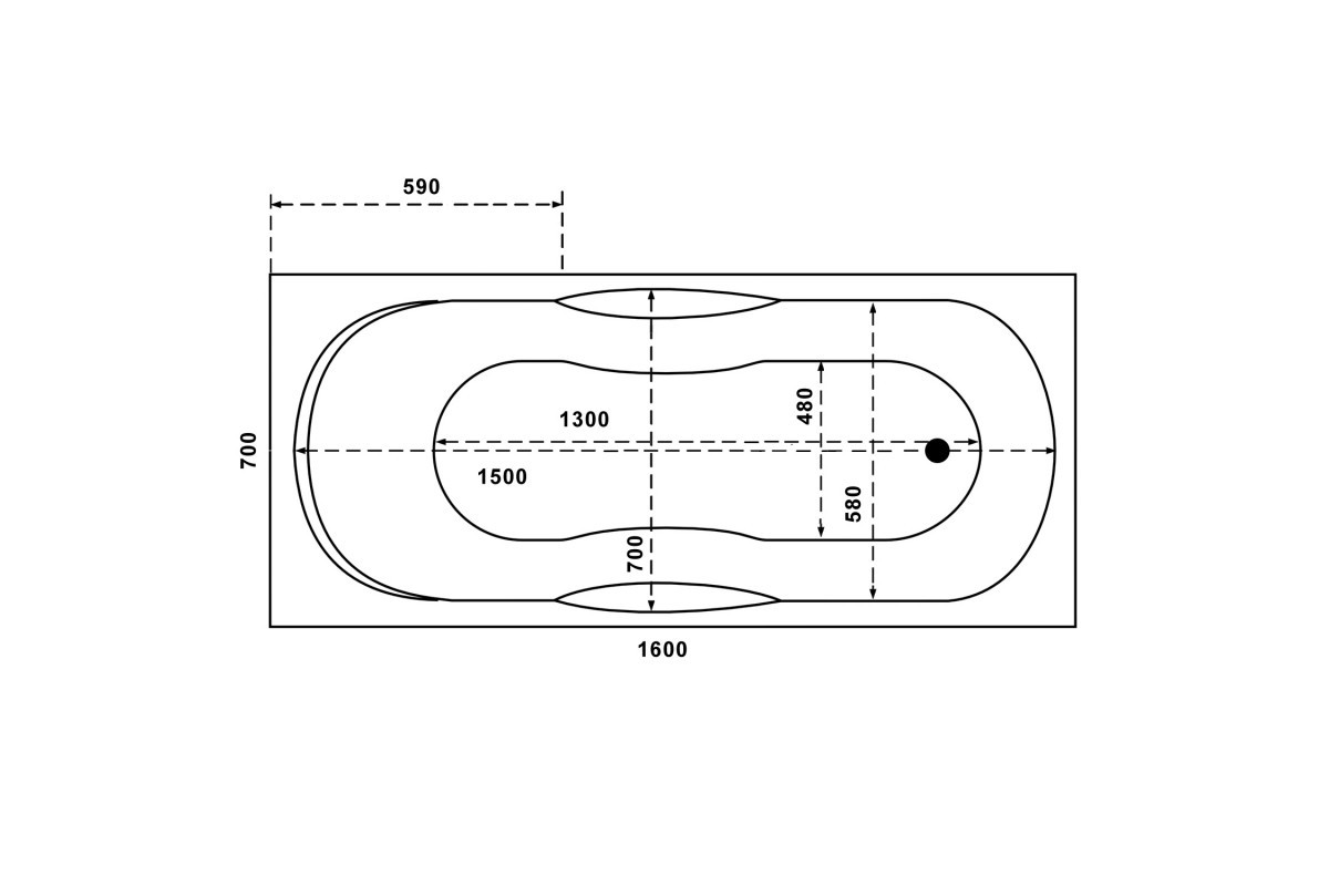 Акриловая ванна белая 160x70см Relisan Eco Plus Мега Гл000015091