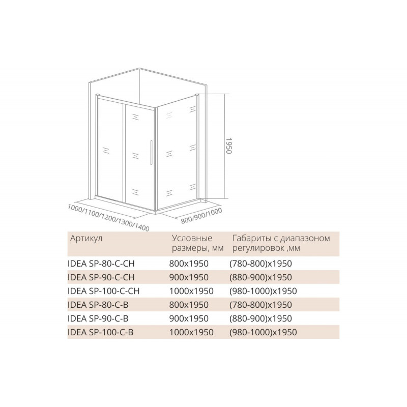 Боковая часть 90х195см черная GoodDoor Idea ИД00013