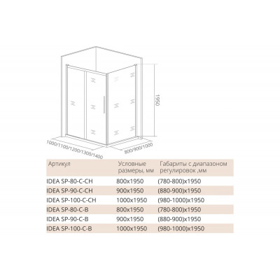 Боковая часть 100х195см черная GoodDoor Idea ИД00014