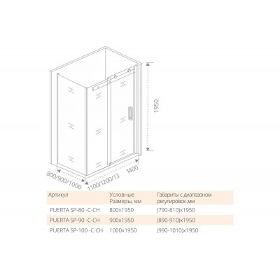 Боковая часть 90х195см хром GoodDoor Puerta ПУ00010