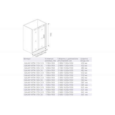 Душевая дверь 120х195см черная GoodDoor Galaxy ГЛ00012
