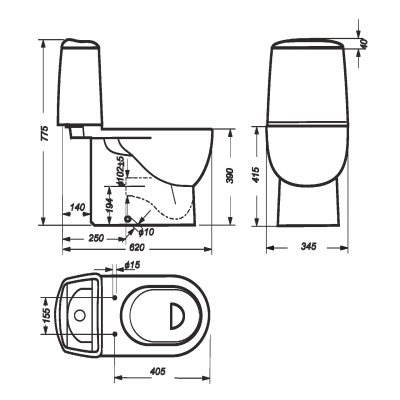 Унитаз компакт Sanita Luxe Best с сиденьем дюропласт c системой soft-close SL900303