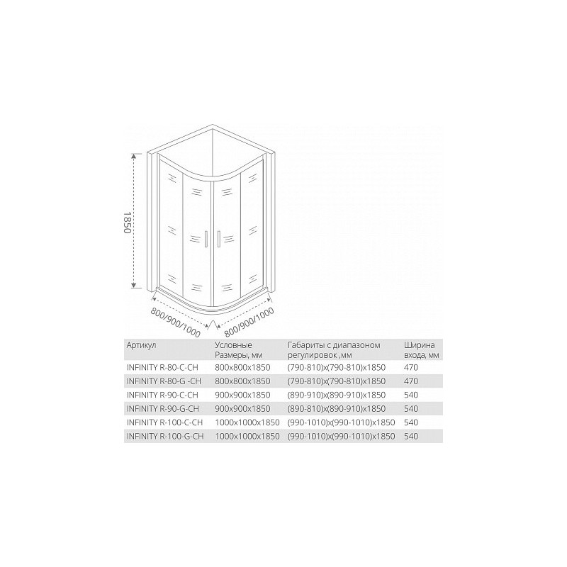 Душевой уголок 80х80х185см хром GoodDoor Infinity ИН00002