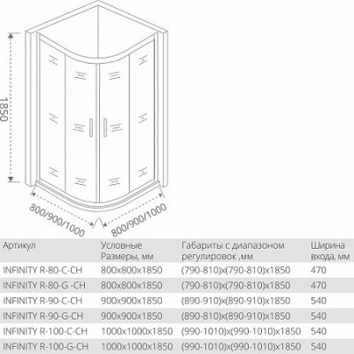 Душевой уголок матовое стекло 100х100х185см хром GoodDoor Infinity ИН00009