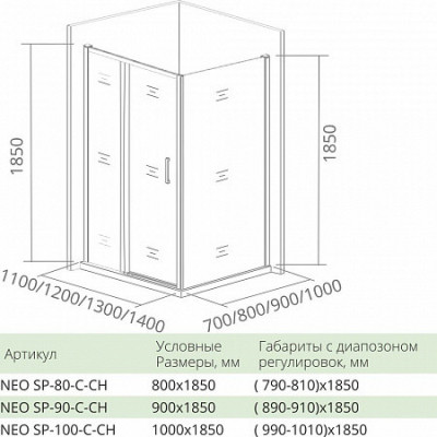 Боковая часть 80х185см хром GoodDoor Neo НЕ00001