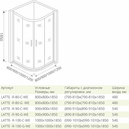 Душевой уголок матовое стекло 100х100х185см белый GoodDoor Latte ЛА00027