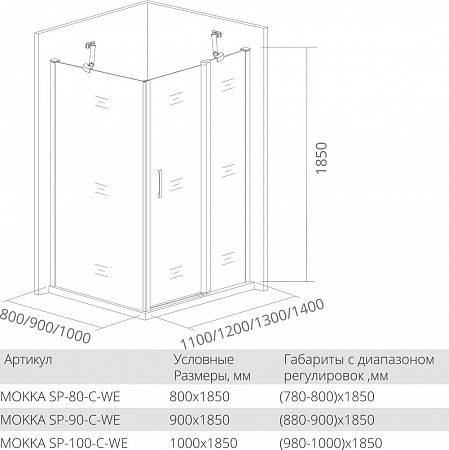 Боковая часть 100х185см белая GoodDoor Mokka МК00013