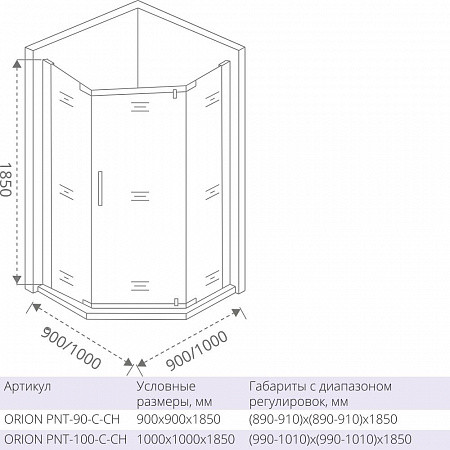 Душевой уголок 100х100х185см хром GoodDoor Orion ОР00030
