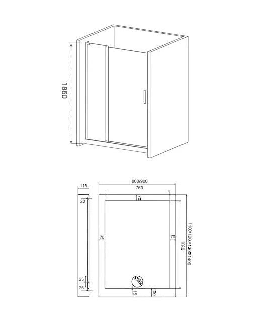 Душевая дверь 140х185см хром GoodDoor Pandora ПД00074