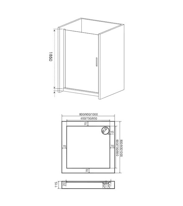 Душевая дверь 80х185см хром GoodDoor Pandora ПД00069