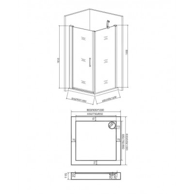 Душевой уголок 90х90х185см хром GoodDoor Pandora ПД00063