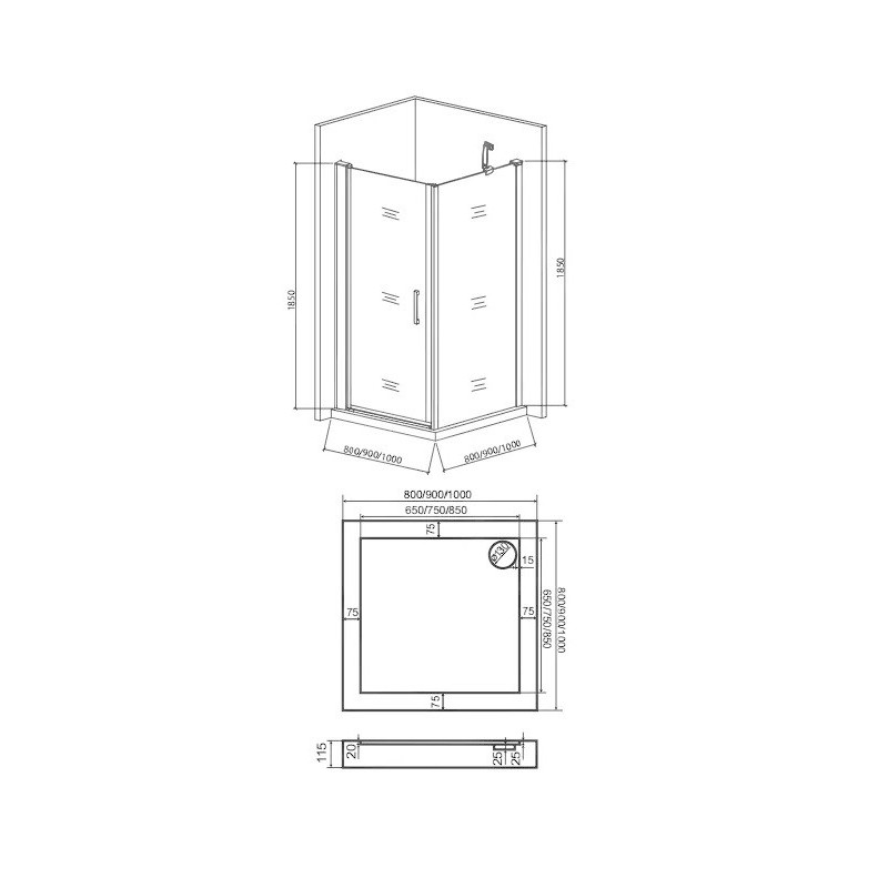 Душевой уголок 100х100х185см хром GoodDoor Pandora ПД00062