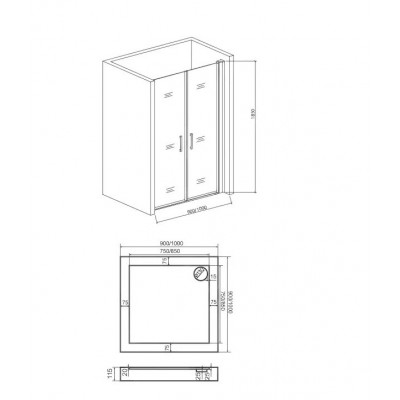 Душевая дверь 90х185см хром GoodDoor Pandora ПД00078