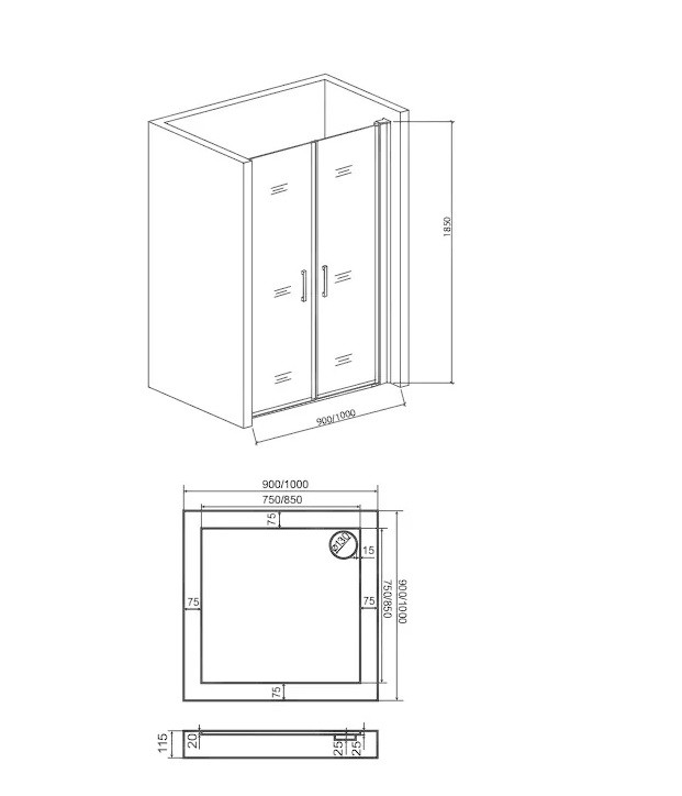 Душевая дверь 90х185см хром GoodDoor Pandora ПД00078