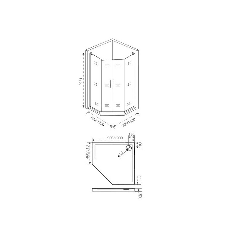 Душевой уголок 100х100х185см хром GoodDoor Pandora ПД00059