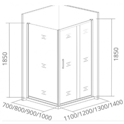 Боковая часть стекло с узором 100х185см хром GoodDoor Infinity ИН00073