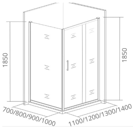 Боковая часть стекло с узором 100х185см хром GoodDoor Infinity ИН00073