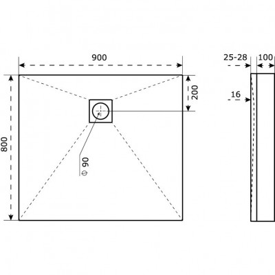 Экран для душевого поддона 90х80см белый GoodDoor Essentia 2 ЭЛ00208