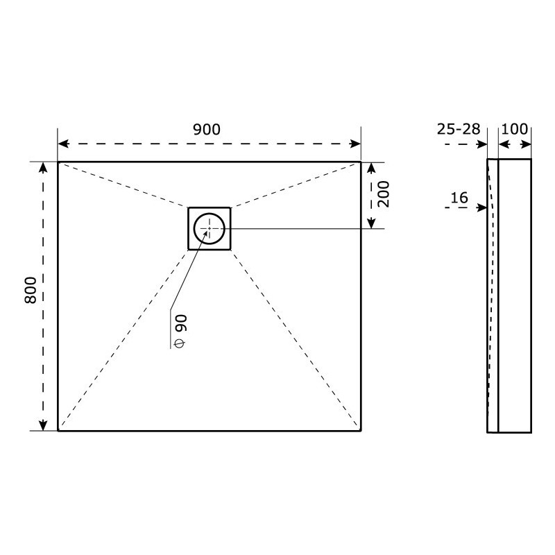 Экран для душевого поддона 90х80см серый GoodDoor Essentia 2 ЭЛ00209