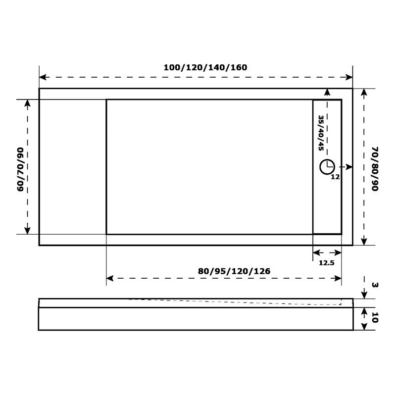 Экран для душевого поддона 100х80см серый GoodDoor Essentia 2 ЭЛ00164