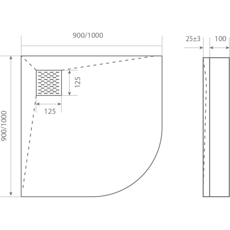 Экран для душевого поддона 90х90см белый GoodDoor Essentia ЭЛ00137
