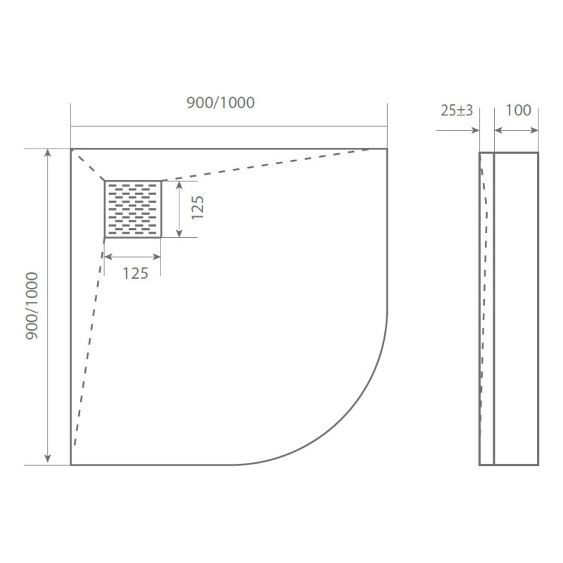 Экран для душевого поддона 90х90см графит GoodDoor Essentia ЭЛ00160