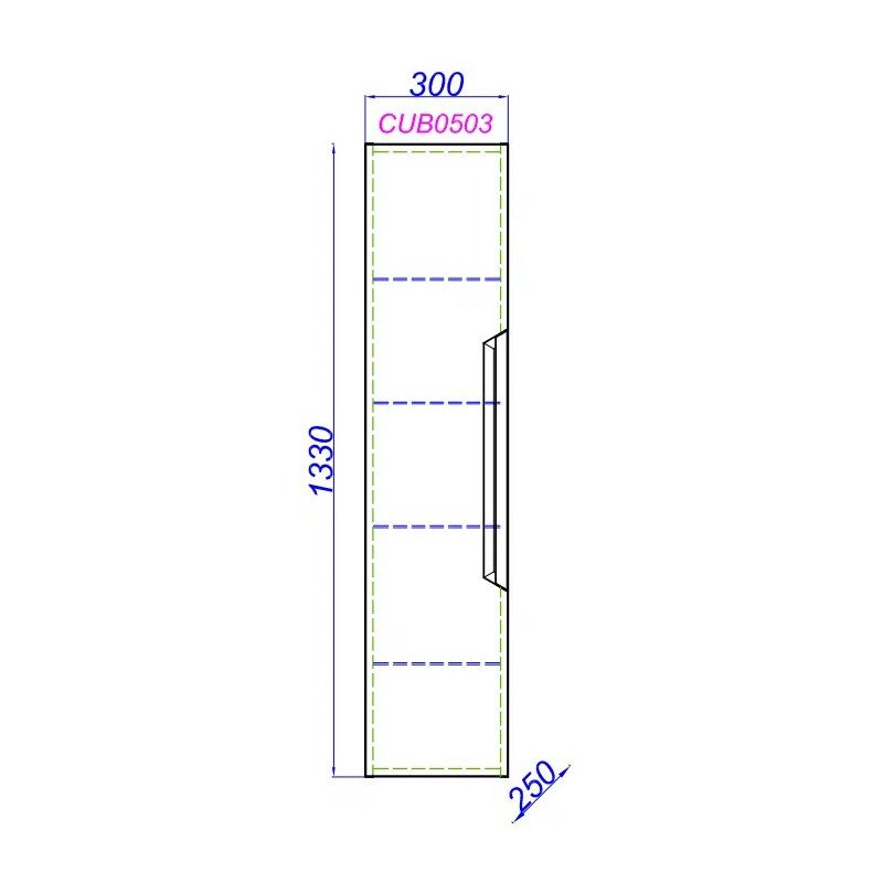 Шкаф пенал подвесной серый 30см Aqwella Cube CUB0503GR
