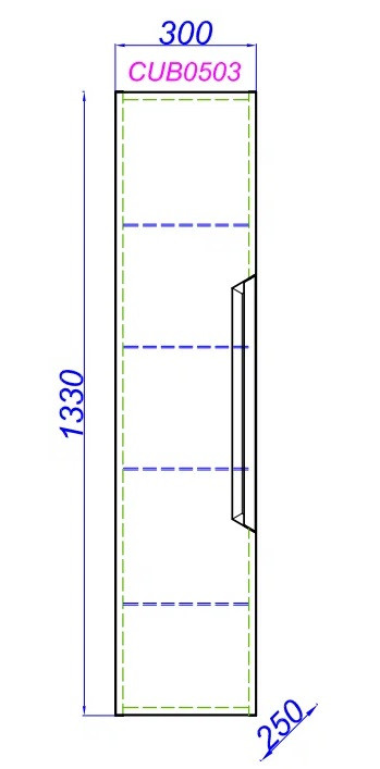 Шкаф пенал подвесной серый 30см Aqwella Cube CUB0503GR