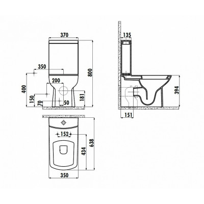 Бачок для унитаза черный Creavit Lara LR410-00SM00E-0000