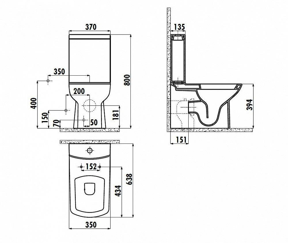 Бачок для унитаза черный Creavit Lara LR410-00SM00E-0000