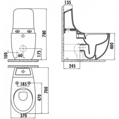 Чаша напольного унитаза Creavit Foglia FG360-11CB00E-0000