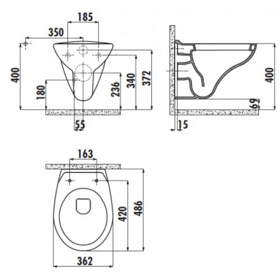 Подвесной унитаз Creavit Perla TP320-11CB00E-0000