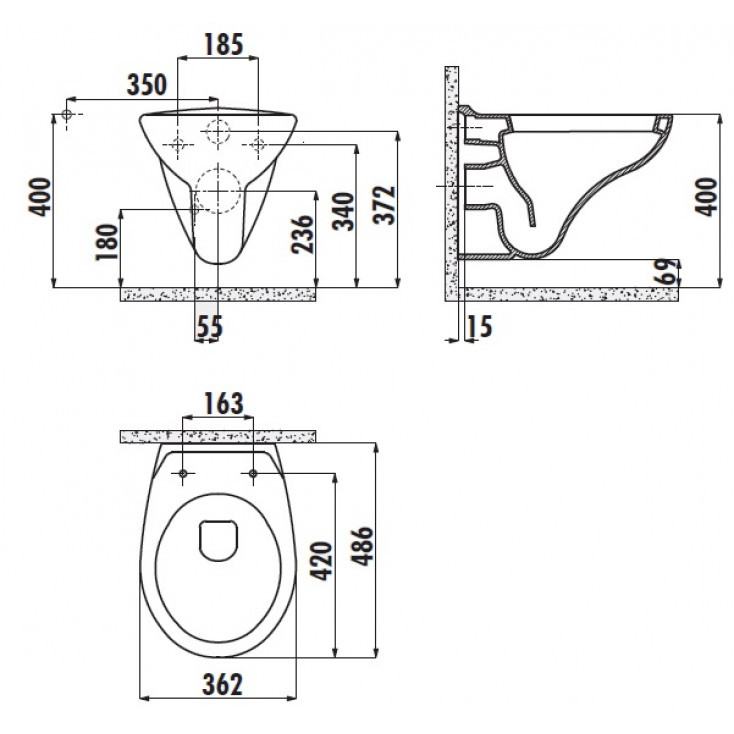 Подвесной унитаз Creavit Perla TP320-11CB00E-0000