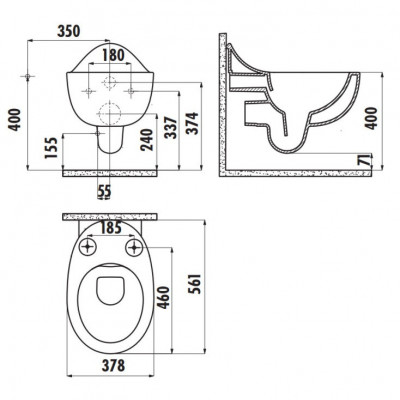 Подвесной унитаз Creavit Foglia FG321-11CB00E-0000