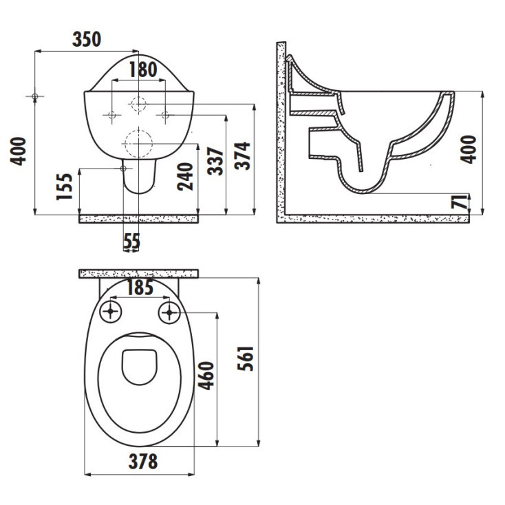 Подвесной унитаз Creavit Foglia FG321-11CB00E-0000